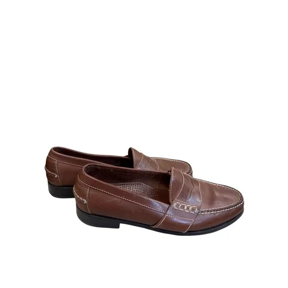 Cole Haan Mens Brown Leather Slip-On Loafers Size 10D SKU 8215 - Picture 4 of 11